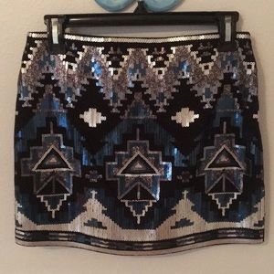 Black/blue/silver sequin skirt